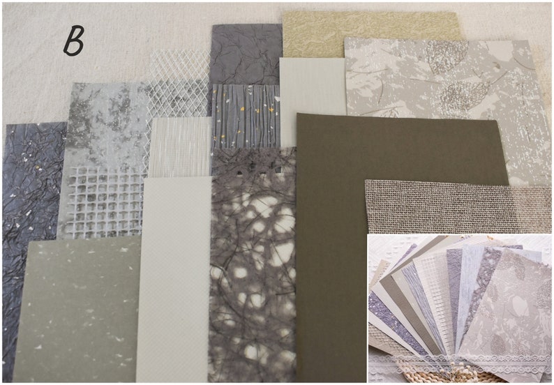 15 Sheets Multi-colored Textured Paper and Mesh Mixed Pack ...