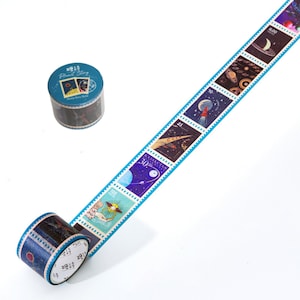 Retro planeetstempel Washi Tape, Junk Journal Supplies, Space Universe Masking Tape, Collage Tape, Scrapbooking Tape, Retro Seal Stickers