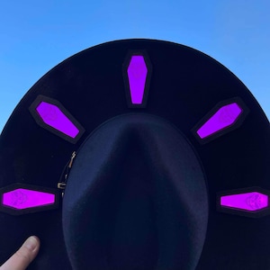 Stained Glass Hat, Coffin Halloween, Wide Brim Hat, Fedora Hat, Stained Glass Art, Sun Catcher Hat, Laser Cut, Cottage Core, Witchy Clothes