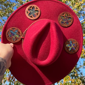 Stained Glass Hat, Wide Brim Hat, Fedora Hat, Panama Hat, Stained Glass Art, Sun Catcher Hat, Laser Cut, Cottage Core, Witchy Hat, Vegan