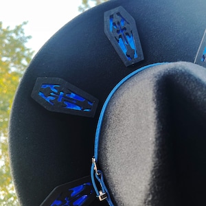 Stained Glass Hat, Coffin Halloween, Wide Brim Hat, Fedora Hat, Stained Glass Art, Sun Catcher Hat, Laser Cut, Cottage Core, Witchy Clothes