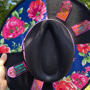 Southern Charm Stained Glass Hat, Wide Brim Hat, Fedora Hat, Stained Glass Art, Sun Catcher Hat, Laser Cut, Cottage Core, Witchy Hat