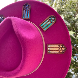 Stained Glass Hat, Wide Brim Hat, Fedora Hat, Panama Hat, Stained Glass Art, Sun Catcher Hat, Laser Cut, Cottage Core, Witchy Hat
