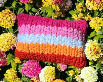 Lesbian flag LGBTQ Chunky Knit pillow