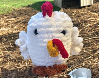 Gallo hecho a mano. Almohada de pollo Animal de peluche, regalo de baby shower de peluche