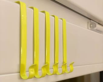 5 yellow window hooks, luminous color, cupboard hooks, kitchen hooks, window hooks in stainless steel, hanging and attaching window decorations