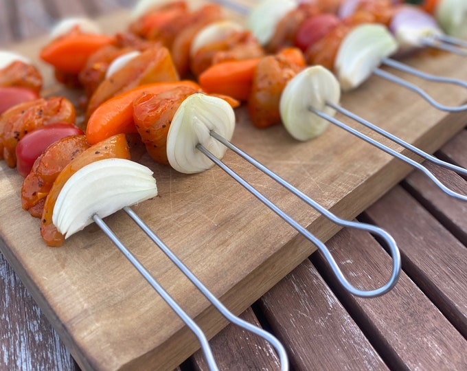 Featured listing image: Double barbecue skewer- stronger fixation for your food, grill spit, 5pieces