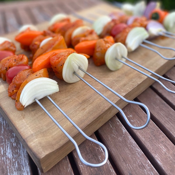 10x Doppelter Grillspieß Grillspiess doppelt Barbecue Schaschlik Kebab Bratspieß Burgerspieß