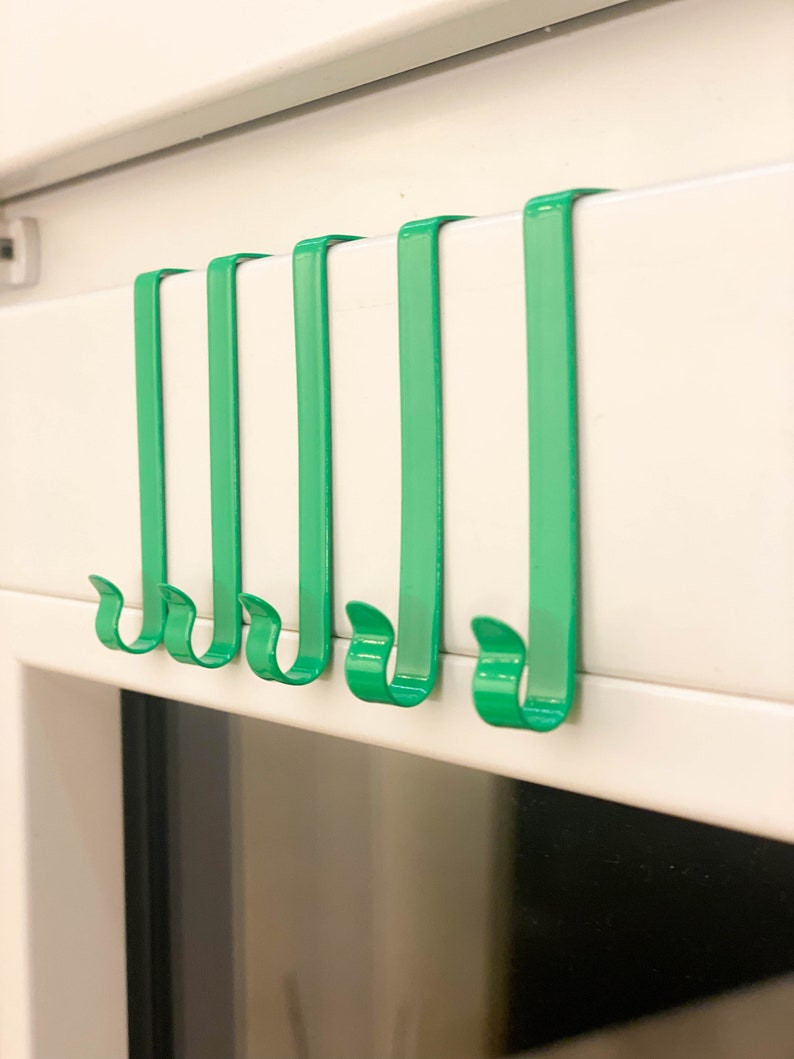 5x Window or door hooks, for hang up jacket, towels or window pictures in stainless steel, different colors Green