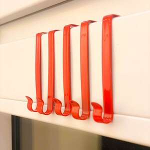 5x Window or door hooks, for hang up jacket, towels or window pictures in stainless steel, different colors Red