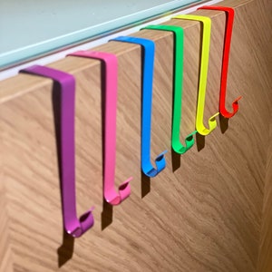 5x Window or door hooks, for hang up jacket, towels or window pictures in stainless steel, different colors Rainbow