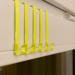 5x Window or door hooks, for hang up jacket, towels or window pictures in stainless steel, different colors Yellow