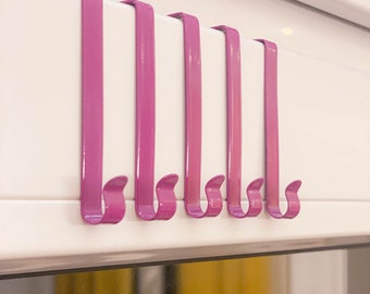 Set of 5 purple cupboard hooks, kitchen hooks, window hooks in stainless steel for hanging on windows or cupboards, for attaching window decorations
