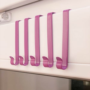 5x Window or door hooks, for hang up jacket, towels or window pictures in stainless steel, different colors Purple