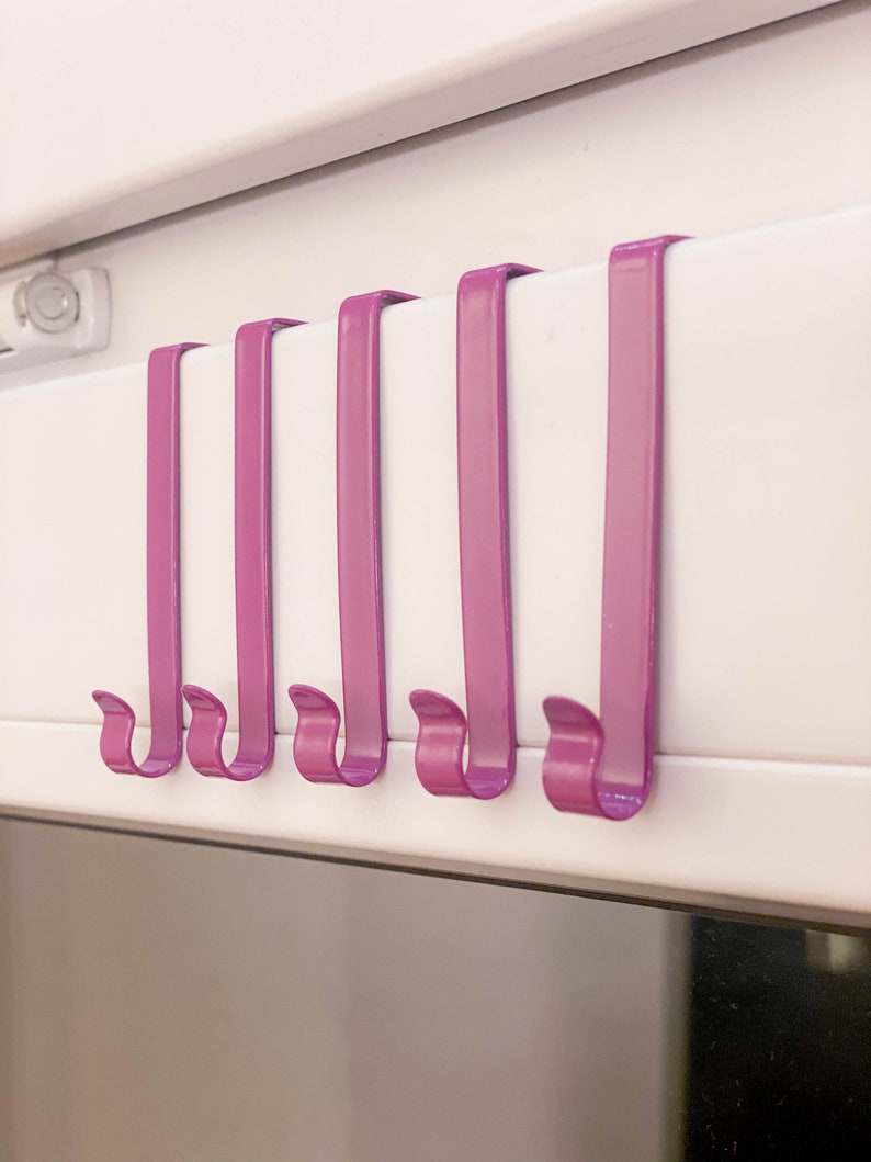 5x Window or door hooks, for hang up jacket, towels or window pictures in stainless steel, different colors Purple