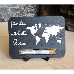 Für die nächste Reise Geldgeschenk Set inkl. Mini Staffelei Geschenkkarte, Präsent, Aufmerksamkeit  Holz im Kleinformat, Kreatives Geschenk