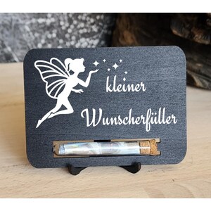 Kleiner Wunscherfüller Geldgeschenk Set inkl. Mini Staffelei Geschenkkarte, Präsent, Aufmerksamkeit  Holz im Kleinformat, Kreatives Geschenk