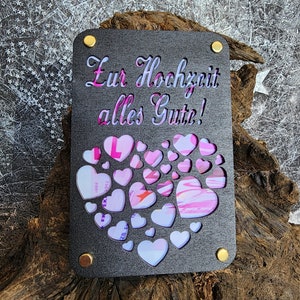 Geldgeschenk Zur Hochzeit , Hochzeitsgeschenk, Präsent, Aufmerksamkeit aus Holz im Kleinformat, Kreatives Geldgeschenk Verpackung (schwarz)