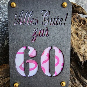 Geldgeschenk 60. Geburtstag, Geburtstagskarte, Präsent, Aufmerksamkeit aus Holz im Kleinformat, Kreatives Geldgeschenk Verpackung (schwarz)