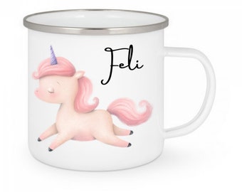 Kindertasse personalisiert, Emaille Tasse Kinder, Tasse Kinder, Kinderbecher personalisiert, Trinkbecher, Kindergeburtstag Geschenk