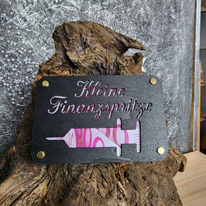 Geldgeschenk Kleine Finanzspritze, Dankesagen, Präsent, Aufmerksamkeit aus Holz im Kleinformat, Kreatives Geldgeschenk Verpackung (schwarz)