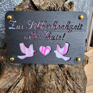 Geldgeschenk Zur Silberhochzeit , Hochzeitsgeschenk, Präsent, Aufmerksamkeit aus Holz , Kreatives Geldgeschenk Verpackung (schwarz)