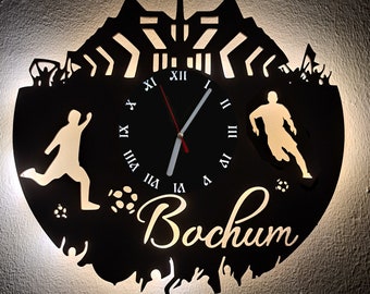 Bochum Fan LED Wanduhr Fußball Fanartikel Wanduhr Vereinsliebe Geschenk Fußballfan