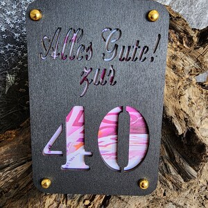 Geldgeschenk 40. Geburtstag, Geburtstagskarte, Präsent, Aufmerksamkeit aus Holz im Kleinformat, Kreatives Geldgeschenk Verpackung (schwarz)
