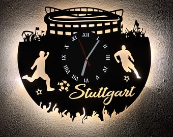 Stuttgart Fan LED Wanduhr Fußball Fanartikel Wanduhr Vereinsliebe Geschenk Fußballfan