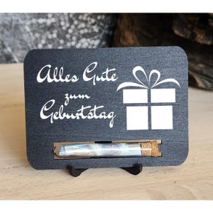 Alles Gute zum Geburtstag Geldgeschenk Set inkl. Mini Staffelei Geschenkkarte, Präsent, Aufmerksamkeit  Holz Kleinformat Kreatives Geschenk