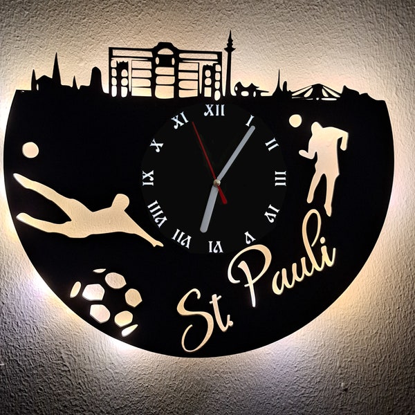 St. Pauli Fan LED Wanduhr Fußball Fanartikel Wanduhr Vereinsliebe Geschenk Fußballfan