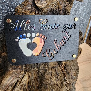 Geldgeschenk Zur Geburt, Taufe, Präsent, Babyparty, Aufmerksamkeit aus Holz im Kleinformat, Kreatives Geschenk Verpackung (schwarz)