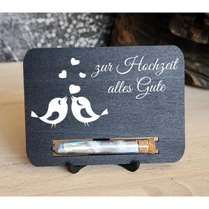 Zur Hochzeit alles Gute Geldgeschenk Set inkl. Mini Staffelei Geschenkkarte, Präsent, Aufmerksamkeit  Holz im Kleinformat Kreatives Geschenk