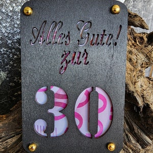 Geldgeschenk 30. Geburtstag, Geburtstagskarte, Präsent, Aufmerksamkeit aus Holz im Kleinformat, Kreatives Geldgeschenk Verpackung (schwarz)