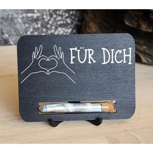 Für Dich Geldgeschenk Set inkl. Mini Staffelei Geschenkkarte, Präsent, Aufmerksamkeit  Holz im Kleinformat, Kreatives Geschenk Verpackung