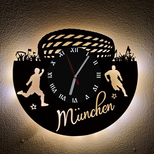 München Fan LED Wanduhr Fußball Fanartikel Wanduhr Vereinsliebe Geschenk Fußballfan