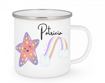 Kindertasse personalisiert, Emaille Tasse Kinder, Tasse Kinder, Kinderbecher personalisiert, Trinkbecher, Kindergeburtstag Geschenk