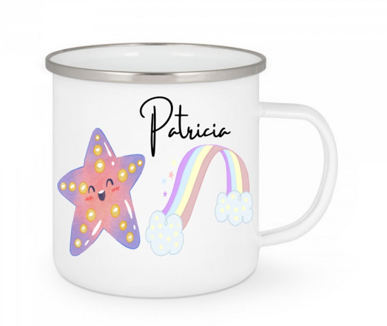 Personalized children's cup, children's enamel cup, children's cup, personalized children's cup, drinking cup, children's birthday gift image 1