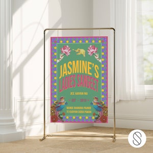 Punjabi Retro Sign Welcome Sign | Indian Wedding l Punjabi Wedding l Sangeet | Jee Aayan Nu - 20&quot;x30&quot;
