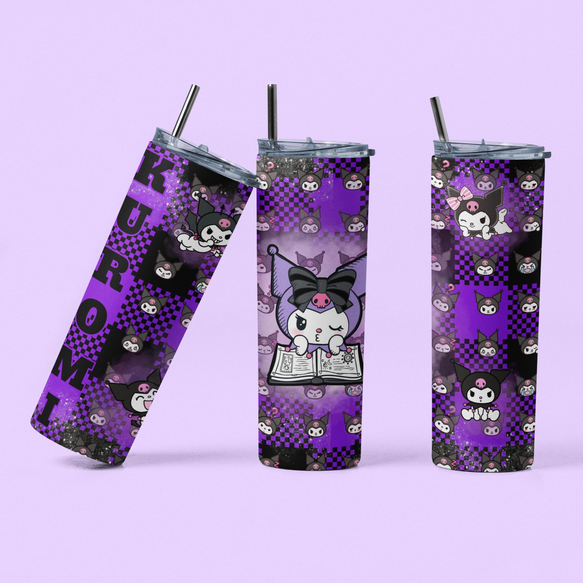 Purple & Black Kuromi sublimation tumbler, Skinny 20oz tumbler, cartoon  tumbler, Kawaii kitty, hello kitty, gift, Convenient , Durable