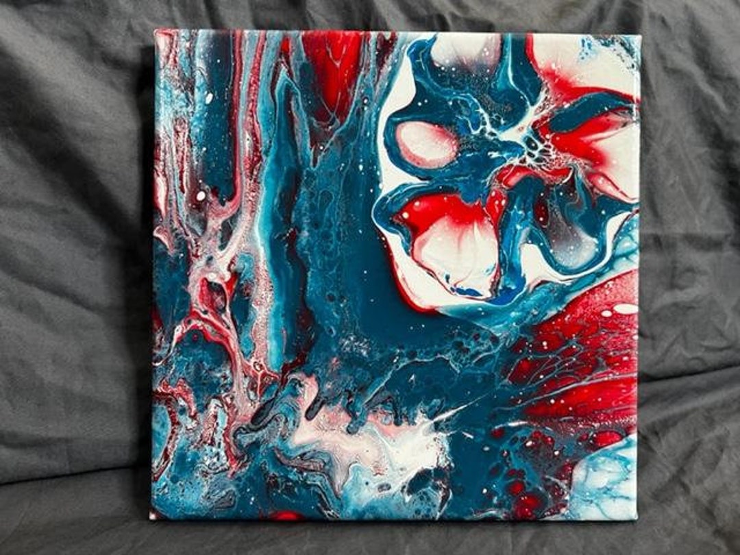 Acrylic Paint Pouring Red, White and Blue - Etsy