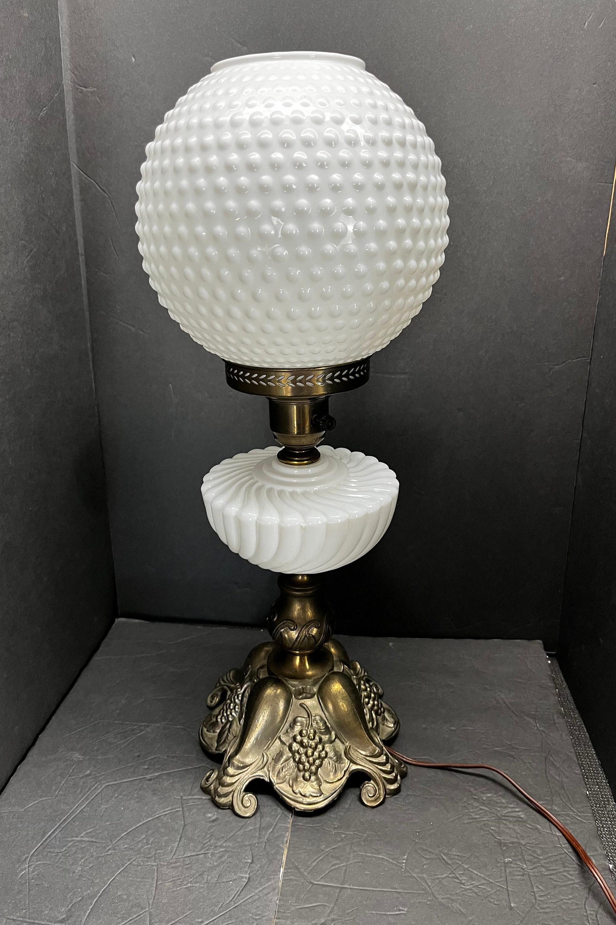 Vintage Houze Blue Milk Glass Accent Lamp agrohort.ipb.ac.id