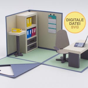 Explosionsbox Büro - Abschiedsgeschenk für Kollegen - Plotterdatei SVG für komplette Box