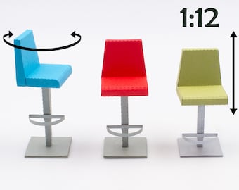 Adjustable miniature bar stool for crafting | SVG plotter file for dollhouse furniture 1:12