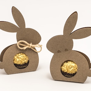 SVG Osterhase Geschenkbox für goldene Schokoladen Kugel Ostern kein Kleben benötigt Schnittdatei Bild 1