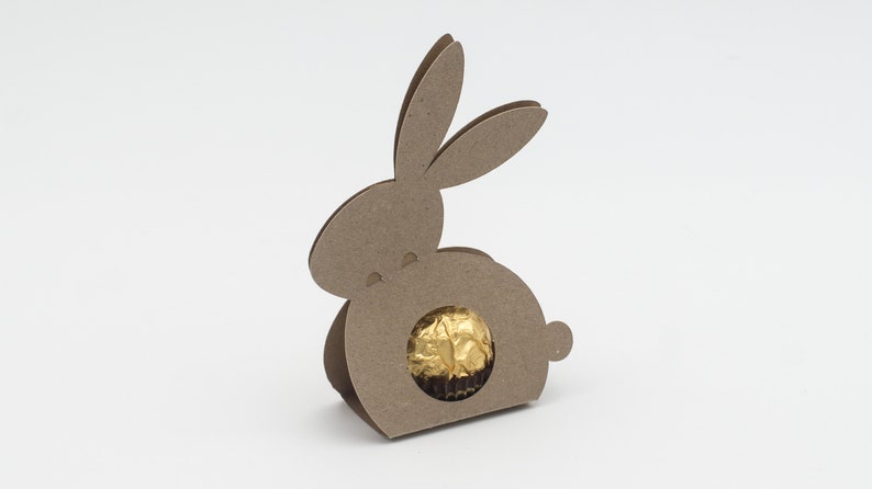 SVG Osterhase Geschenkbox für goldene Schokoladen Kugel Ostern kein Kleben benötigt Schnittdatei Bild 2