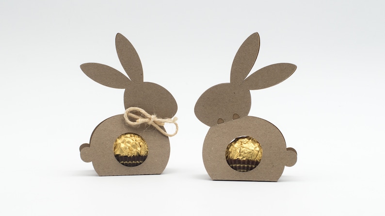 SVG Osterhase Geschenkbox für goldene Schokoladen Kugel Ostern kein Kleben benötigt Schnittdatei Bild 3