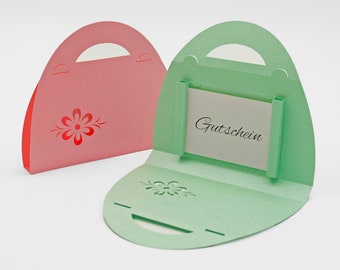 SVG gift box. Cut File, Gift Bag for Vouchers, No Glue Needed - Digital File