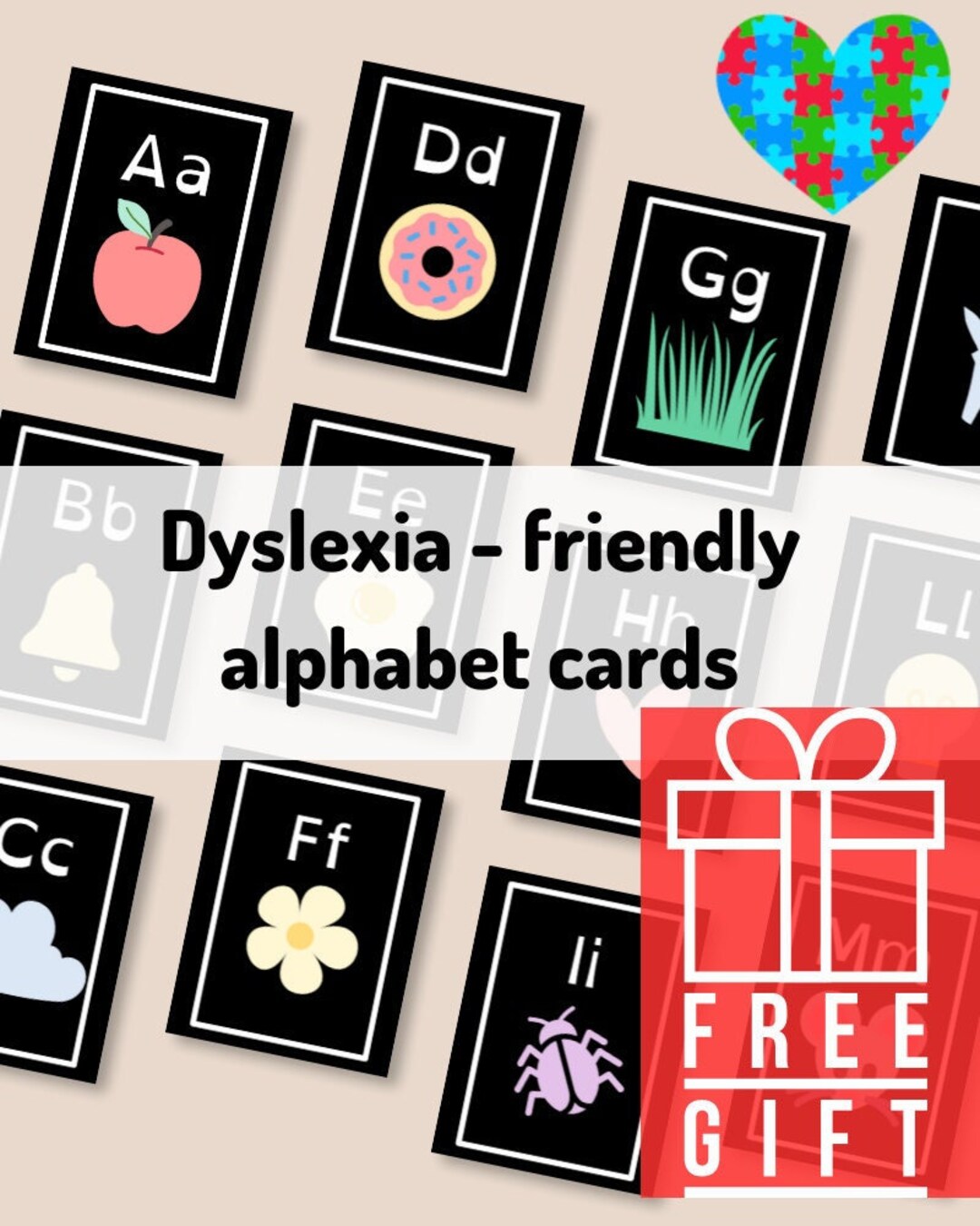 Dyslexiafriendly Alphabet Flashcards Etsy