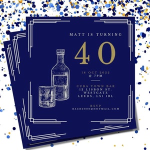 Invitations à la fête du 40e anniversaire, PACKS IMPRIMÉS DE 10, Invitations d’anniversaire, Invitations imprimées personnalisées